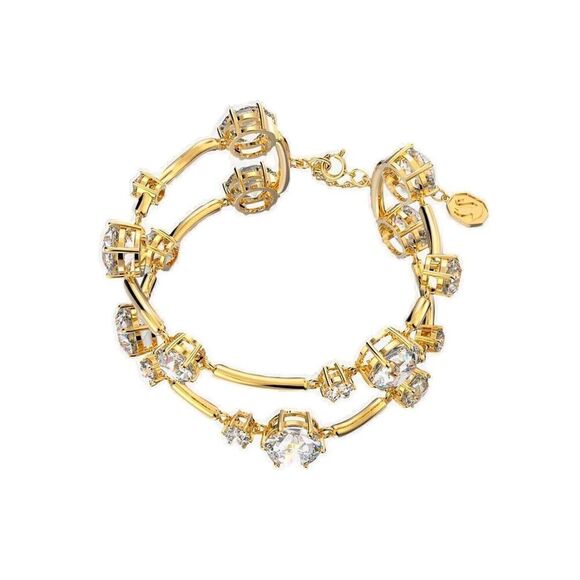 Swarovski Womens Gold-Tone Crystals Constella Round Cut Bangle with Spring Ring - Picture 1 of 7